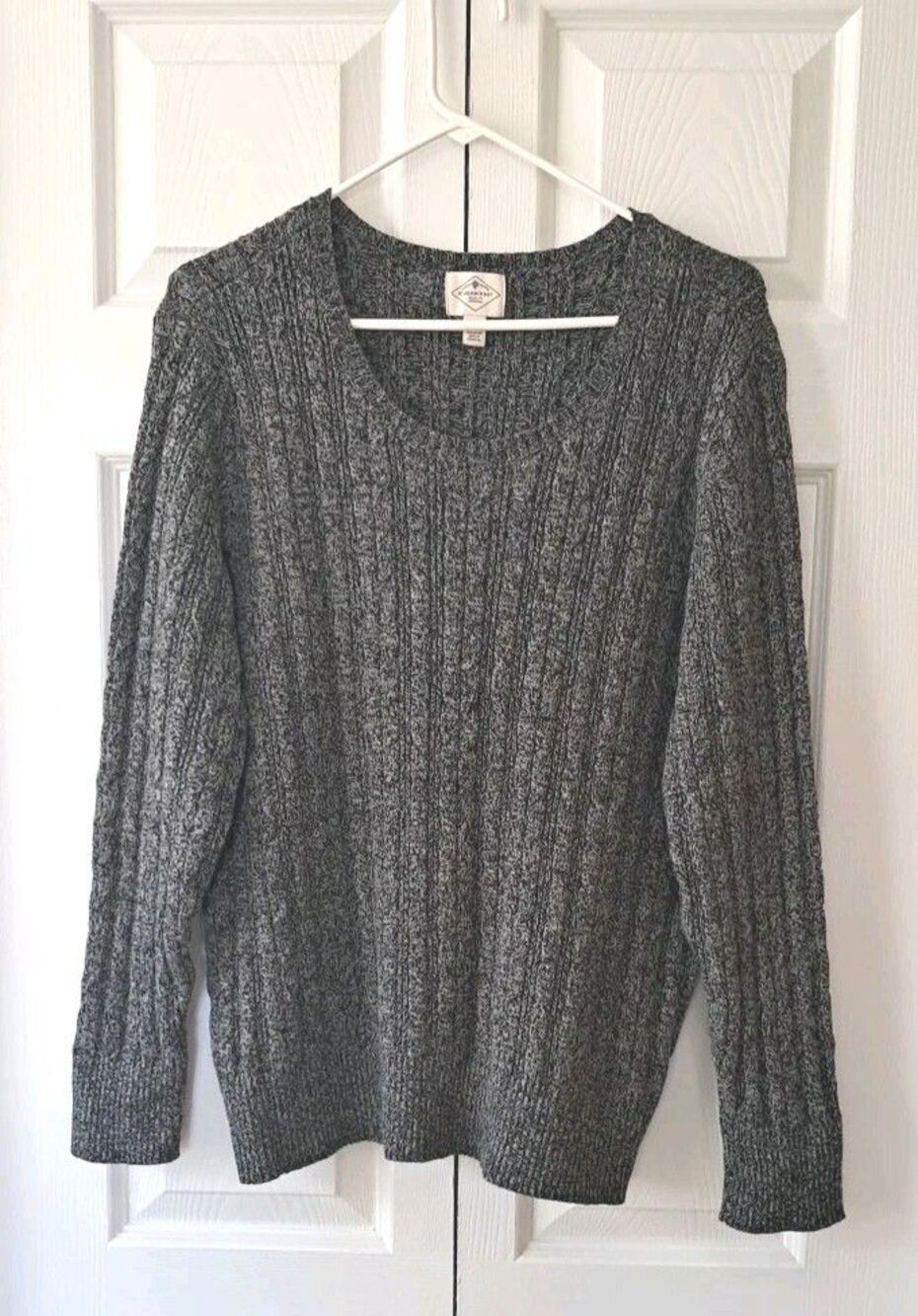 ST.JOHN ‘S BAY Women's Sweater Gray  Size 2X Cable Knit  Long Sleeves Winter